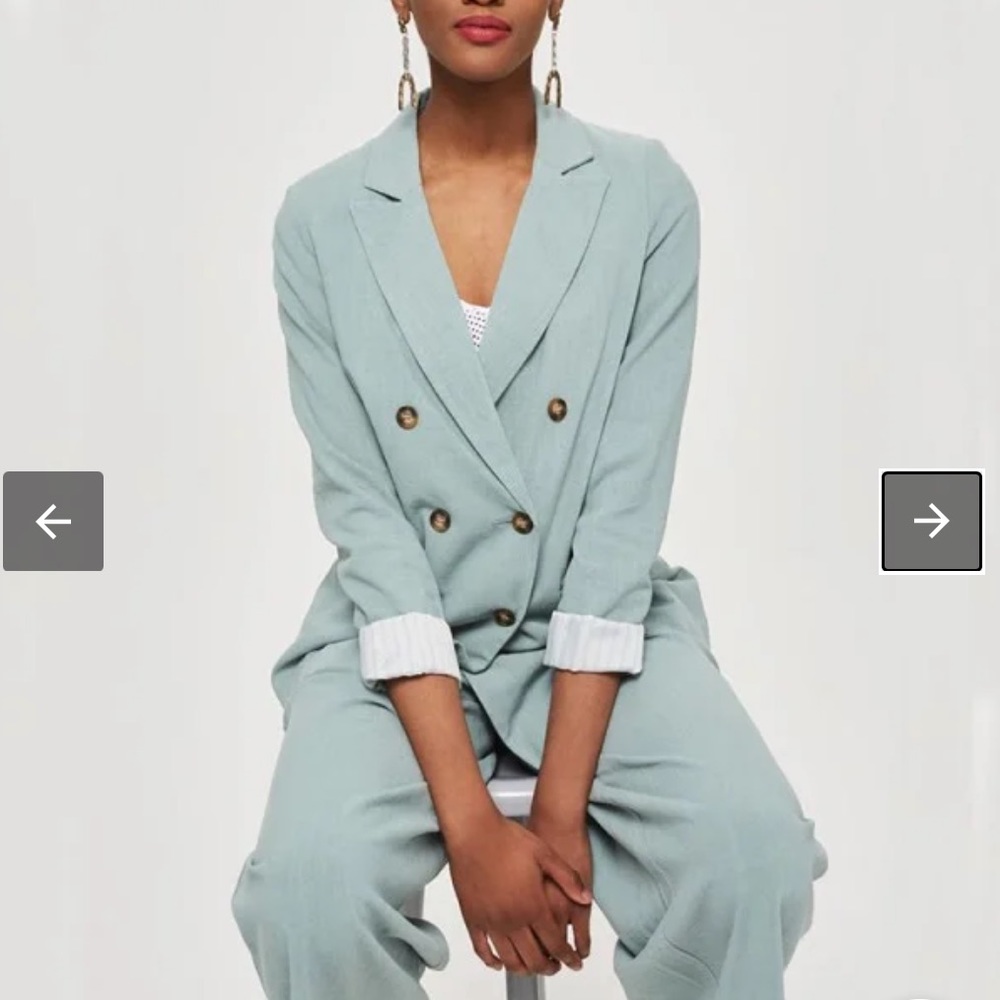 Topshop Double-Breasted Mint Green Blazer Size 4